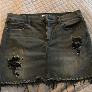 Distressed Denim Skirt
